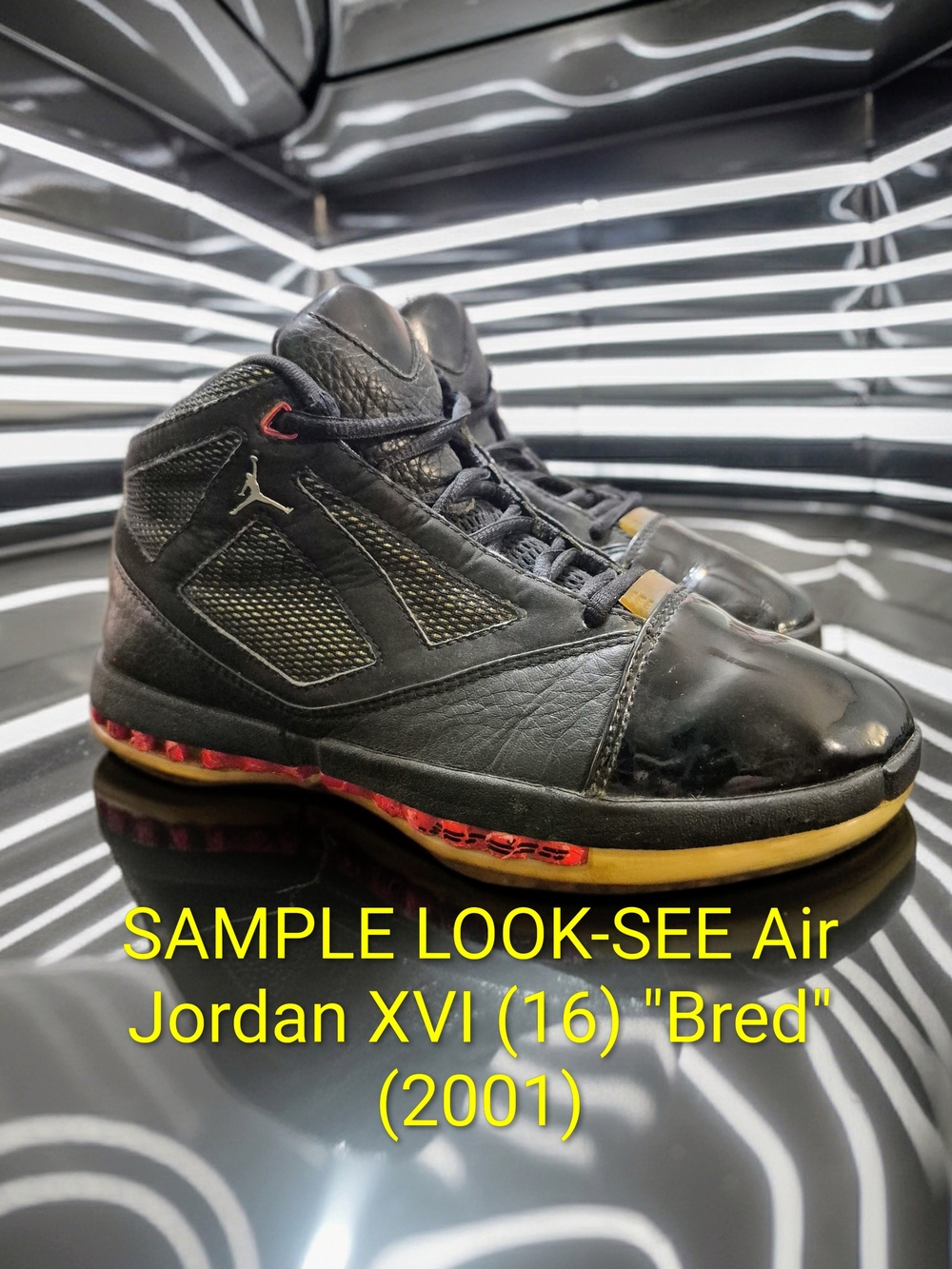 SAMPLE LOOK-SEE Air Jordan XVI (16) "Bred" (2001) M6.5/W8 Not Wearable